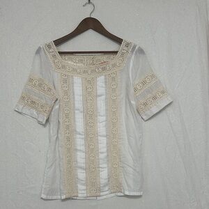 Tory Burch White and Cream Lace Blouse